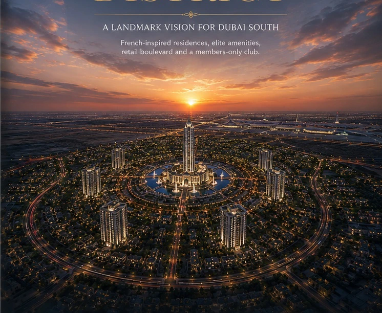 Architectural vision of The Elite District at sunset