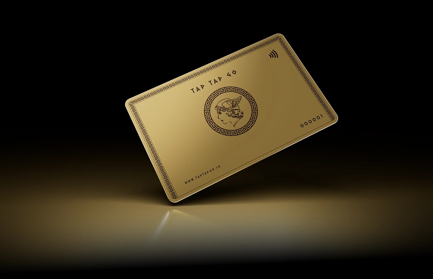 The complete Tap Tap Go gold-finished card